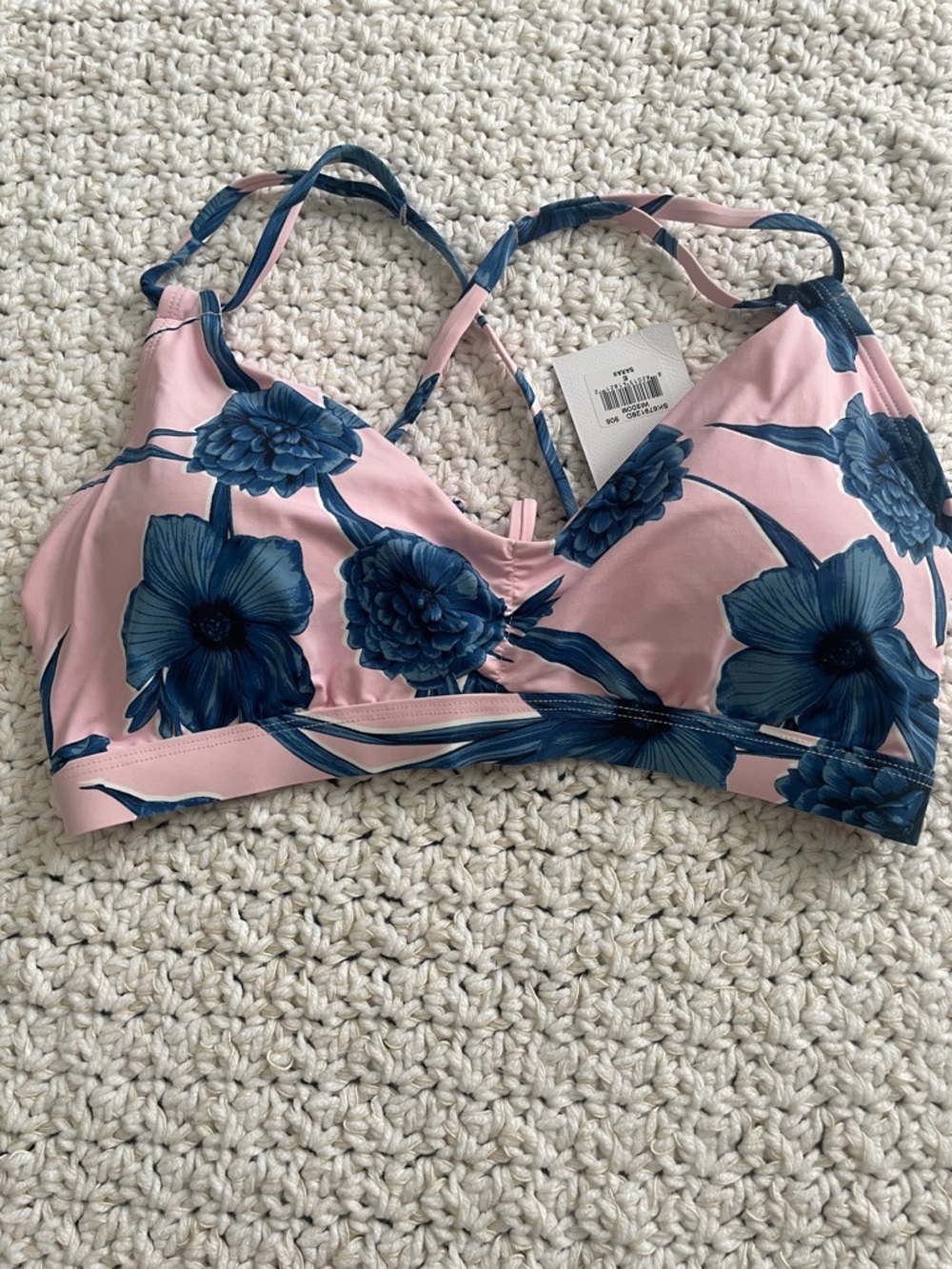 Skye Swimwear Pink Bikini Top with Blue Floral Print